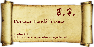 Borcsa Honóriusz névjegykártya